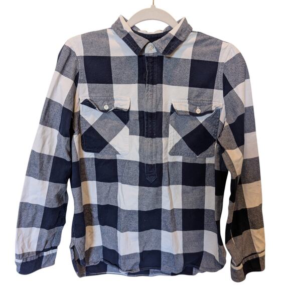 J. Crew Buffalo Check Blue Half Zip Shirt Jacket Shacket Small - Picture 4 of 8